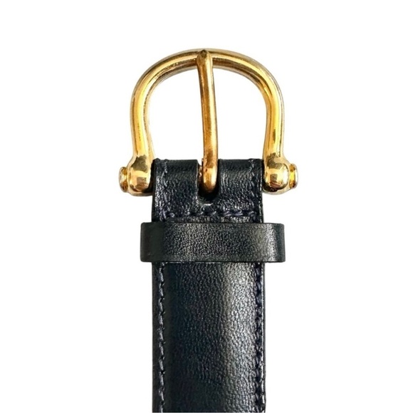 Authentic Celine Black & Gold Horsebit Carriage Leather Vintage Belt - Picture 6 of 14